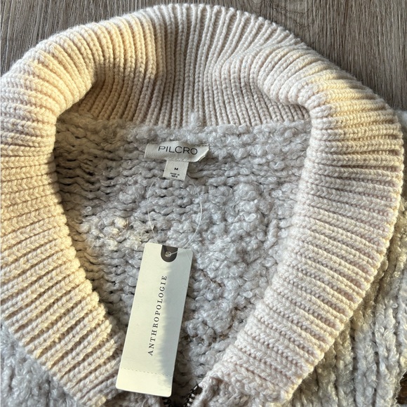 New Anthropologie x Pilcro Ivory Sequin Embellished Knit Cardigan Sweater Top - Picture 7 of 11
